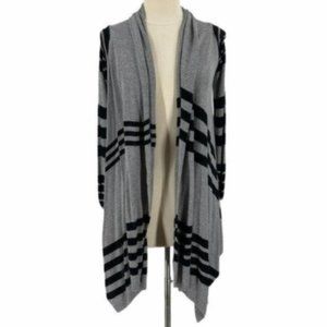 Renee C Womens Open Waterfall Cardigan Sweater Size XS Gray Black Striped